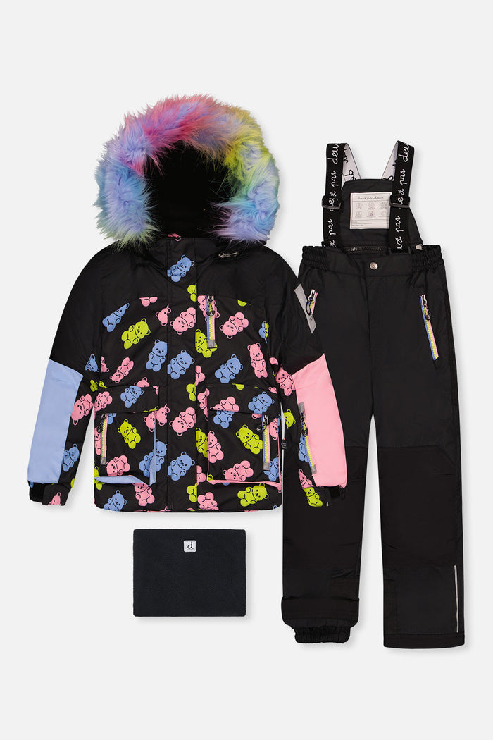 Two Piece Play Snowsuit Black Gummy Bear Print-0