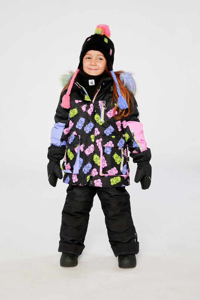 Two Piece Play Snowsuit Black Gummy Bear Print-3