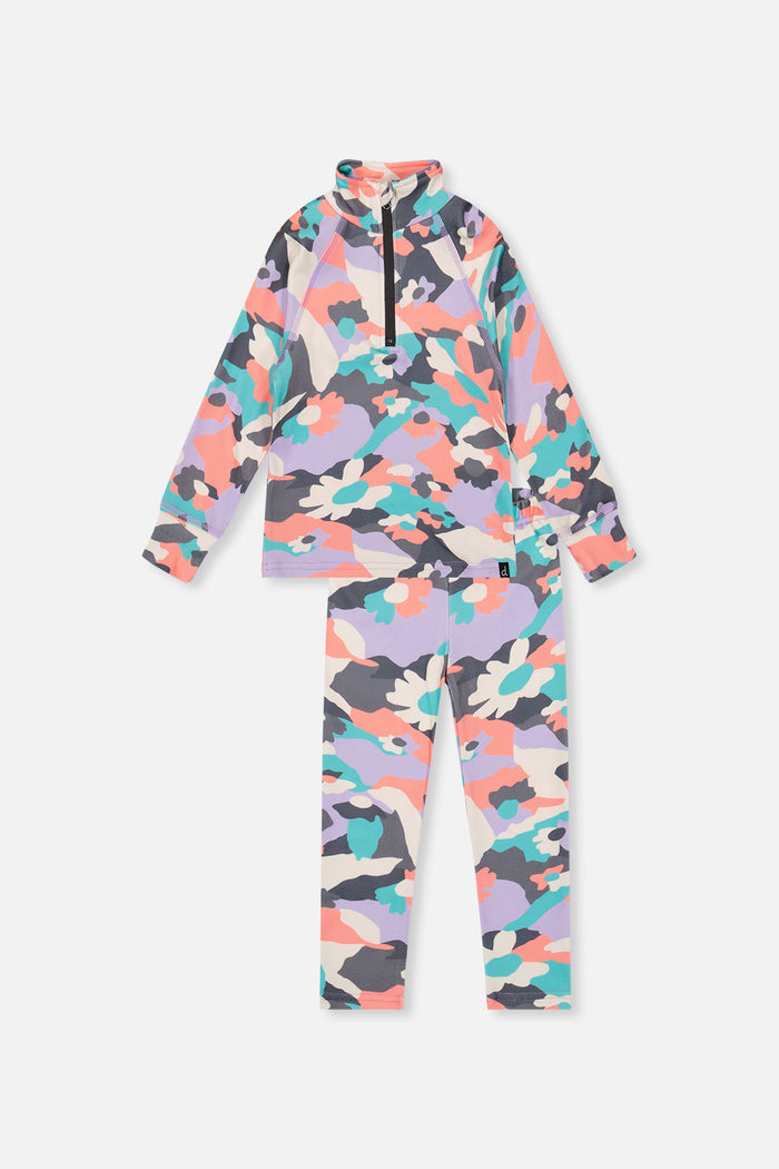 Two Piece Thermal Underwear Coral Camouflage Print-0