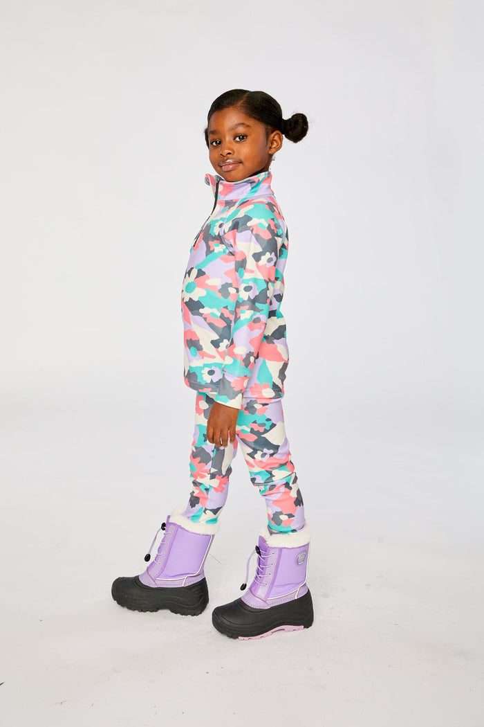 Two Piece Thermal Underwear Coral Camouflage Print-2