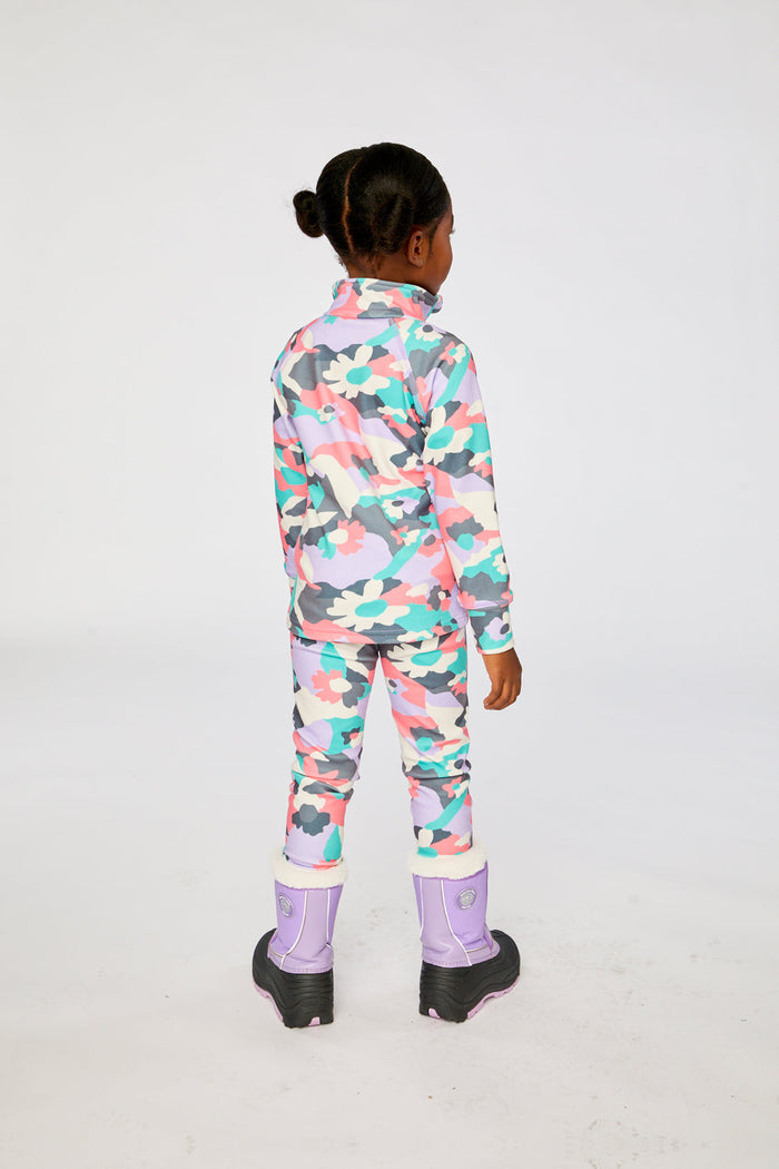 Two Piece Thermal Underwear Coral Camouflage Print-3