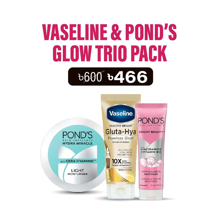 Vaseline & Ponds Glow Trio Pack