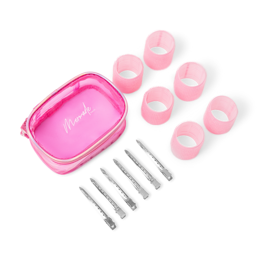 Mermade Hair Velcro Roller Kit + Clips flatlay