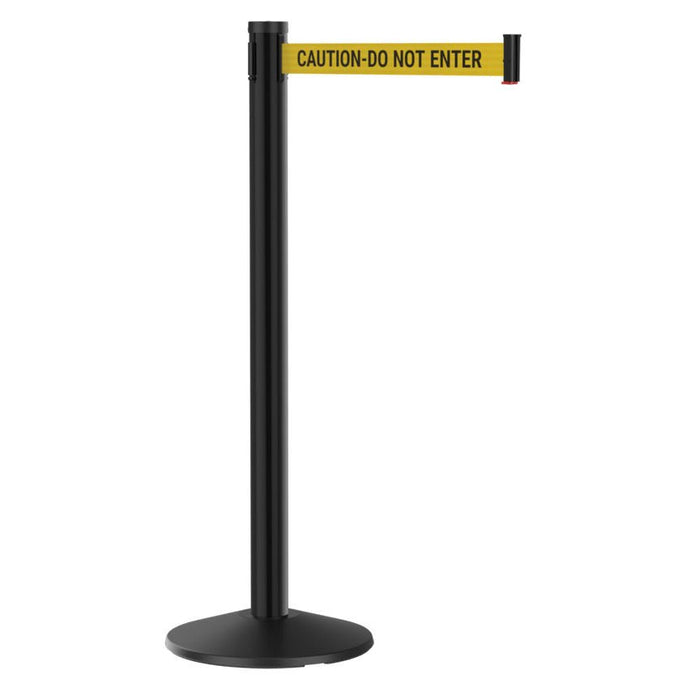 Visiontron Premium Black Crowd Control Stanchion with 10′ Retractable Belt - Crowd Control Warehouse