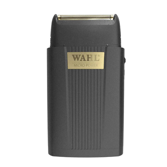 “Close-up of 0.05 mm ultra-close shaving foil on Wahl Micro Power shaver.”
