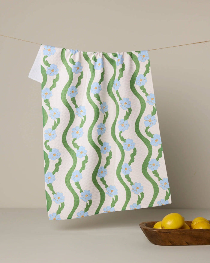 Wavy Flowers Tea Towel - B Social Boutique