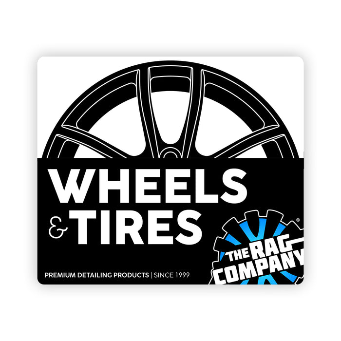 A graphic of a wheel that says 'Wheel & Tires' with The Rag Company logo in the corner.