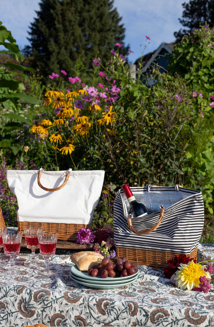 WILLOW AND FABRIC COOLER BAG WILLOW HANDLE-2442