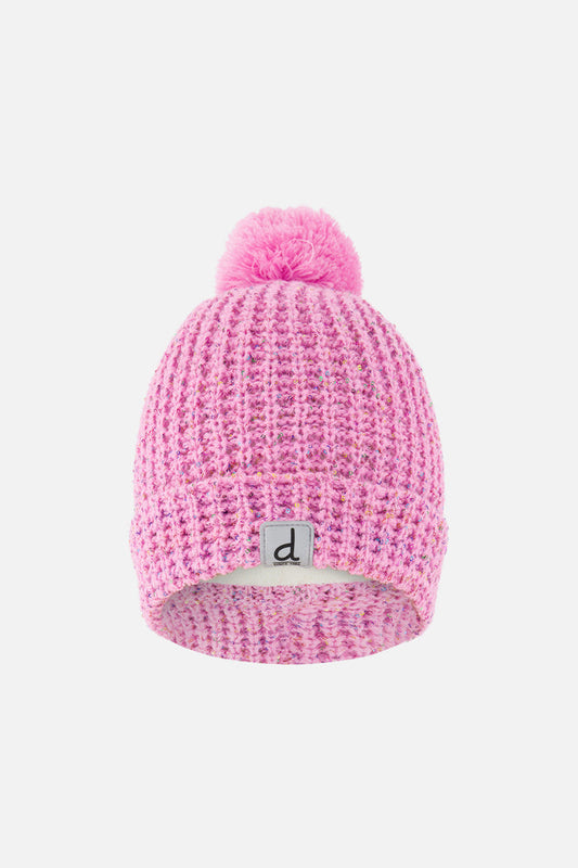 Winter Knit Hat With Pompom Pink-0