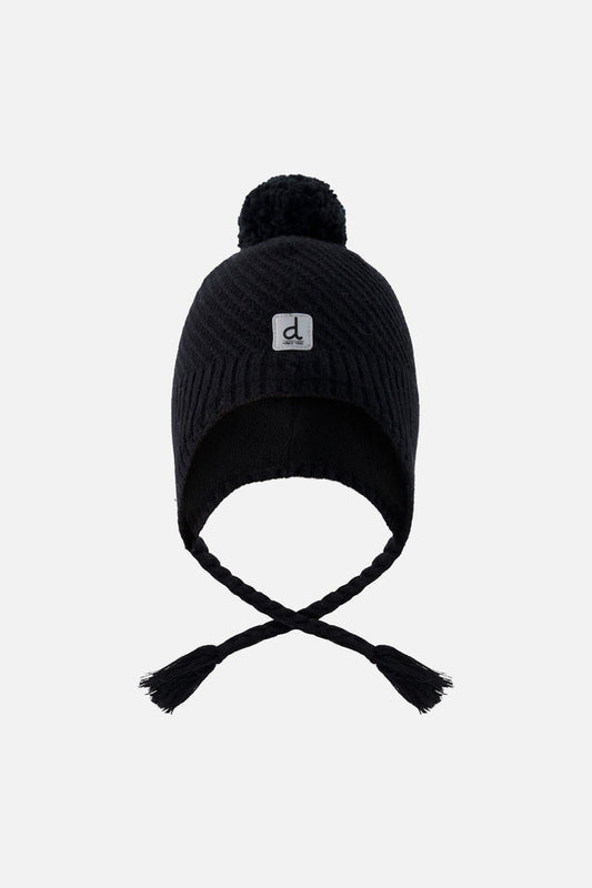 Winter Peruvian Knit Hat With Pompom Black-0