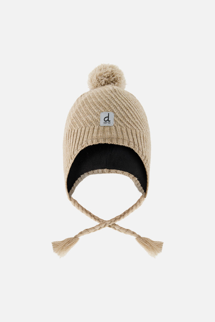 Winter Peruvian Knit Hat With Pompom Taupe-0