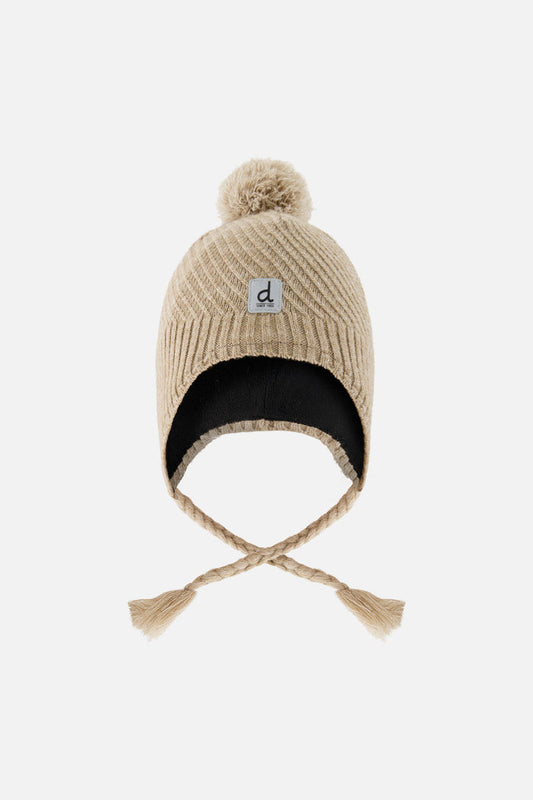 Winter Peruvian Knit Hat With Pompom Taupe-0