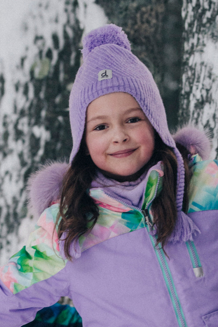 Winter Peruvian Knit Hat With Pompom Violet-1
