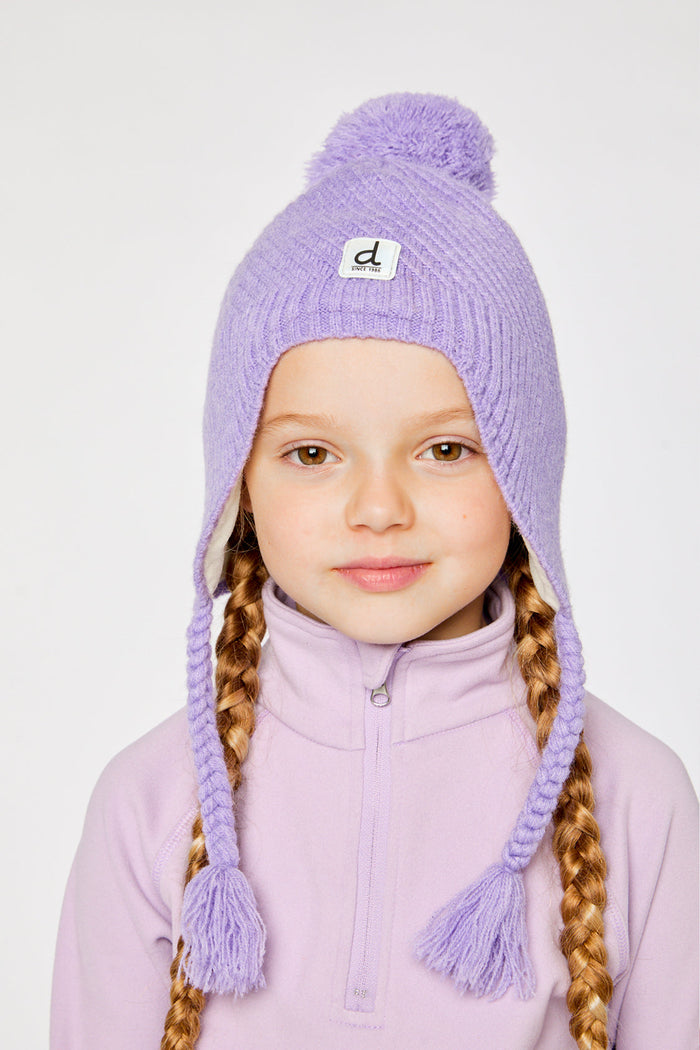 Winter Peruvian Knit Hat With Pompom Violet-2