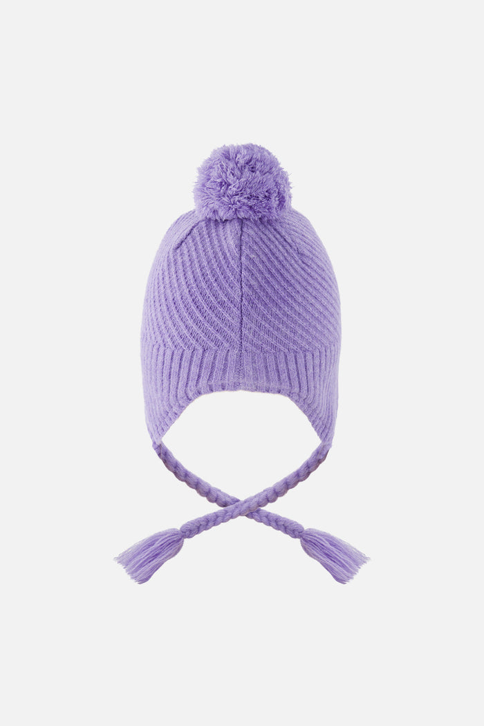Winter Peruvian Knit Hat With Pompom Violet-3