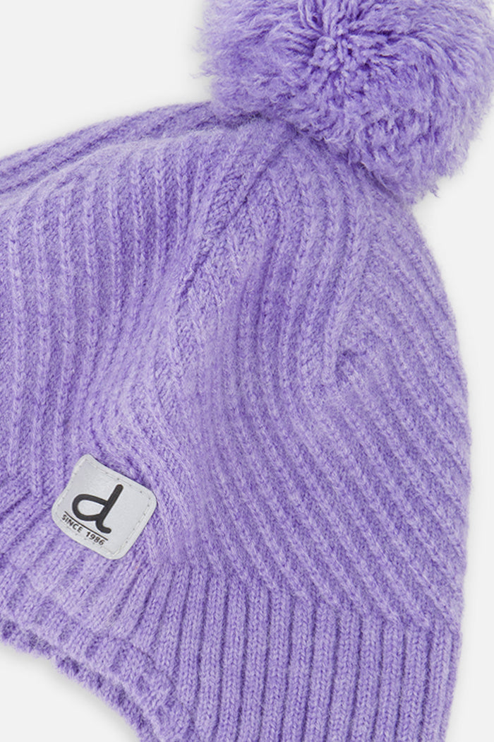 Winter Peruvian Knit Hat With Pompom Violet-4