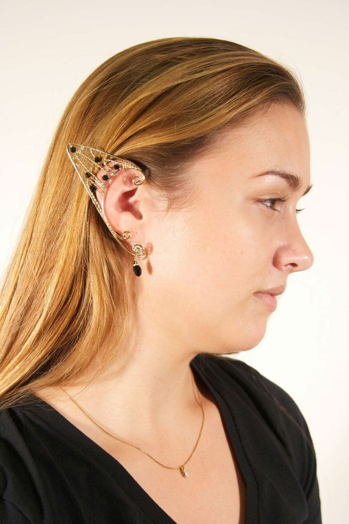 Wire Wrap Bead Elf Ear Cuffs – Adjustable Lightweight Fantasy Jewelry