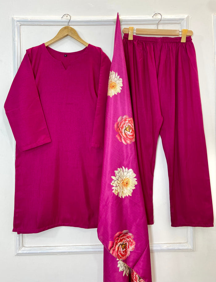 Woolen Shawl Luxe 3PC (Raw Silk) D-168
