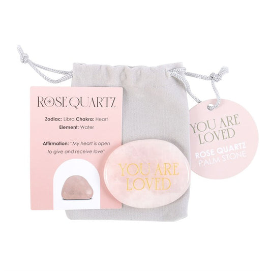 You Are Loved Rose Quartz Crystal Palm Stone 🇬🇧