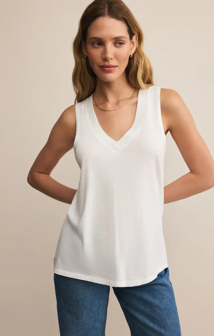 Z Supply: Californian V-Neck Tank - White - B Social Boutique