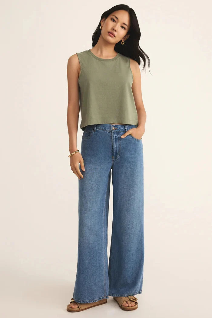 Z Supply: Sloane Cotton Jersey Tank Top- Avocado - B Social Boutique