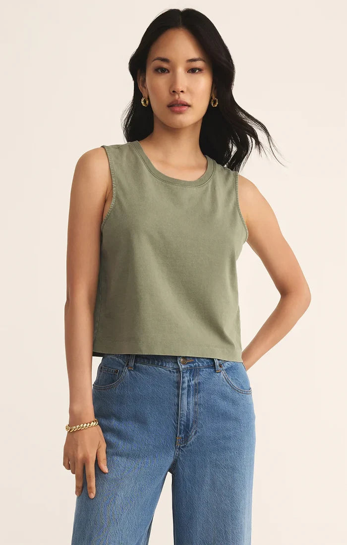 Z Supply: Sloane Cotton Jersey Tank Top- Avocado - B Social Boutique
