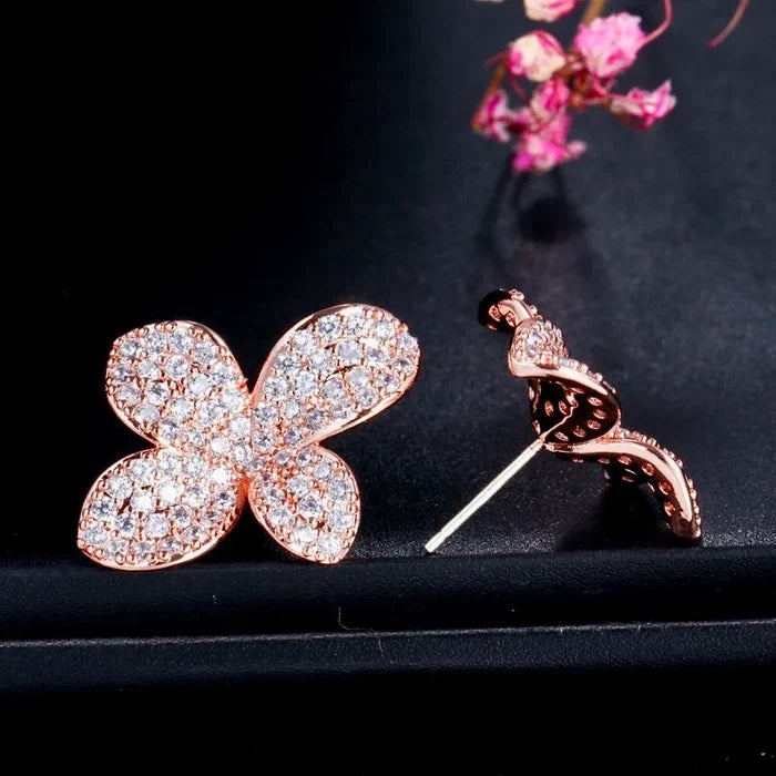 Wedding Jewelry - Cubic Zirconia Bridal Earrings - Available in Rose Gold and Silver