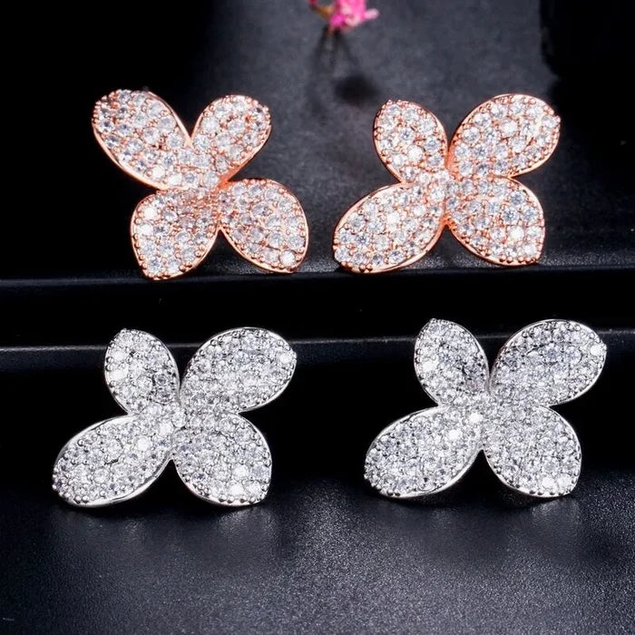 Wedding Jewelry - Cubic Zirconia Bridal Earrings - Available in Rose Gold and Silver