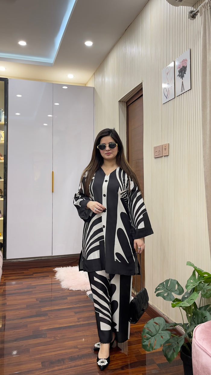 Zebra Vibes Co-Ord Set (Imported Silk) D-100